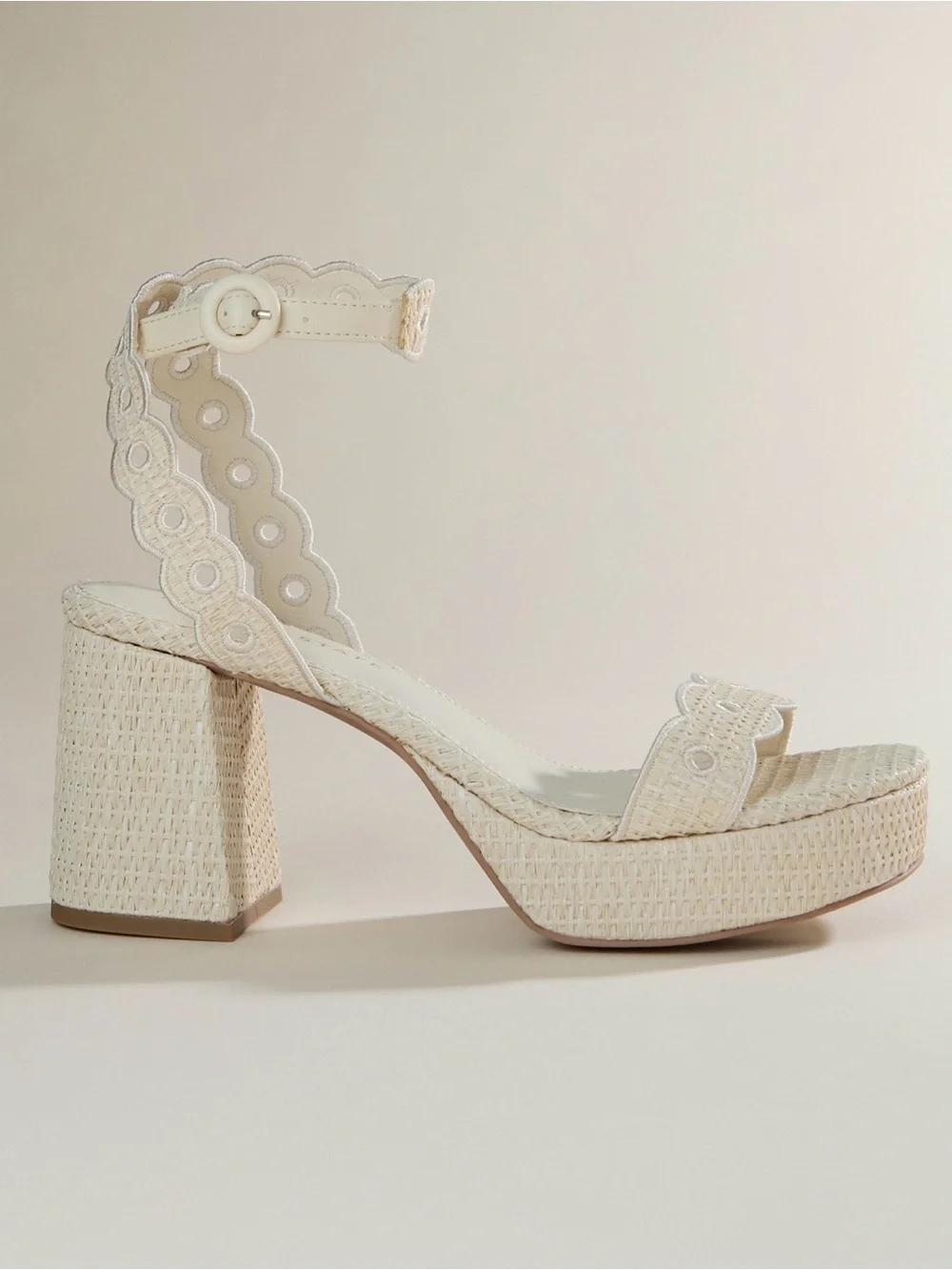 Altar'd State Cream Scalloped Ankle-Strap Platform Sandals